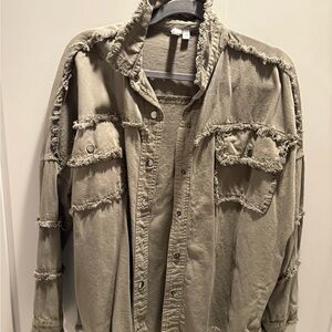 Elan Olive Green Textured Shirt